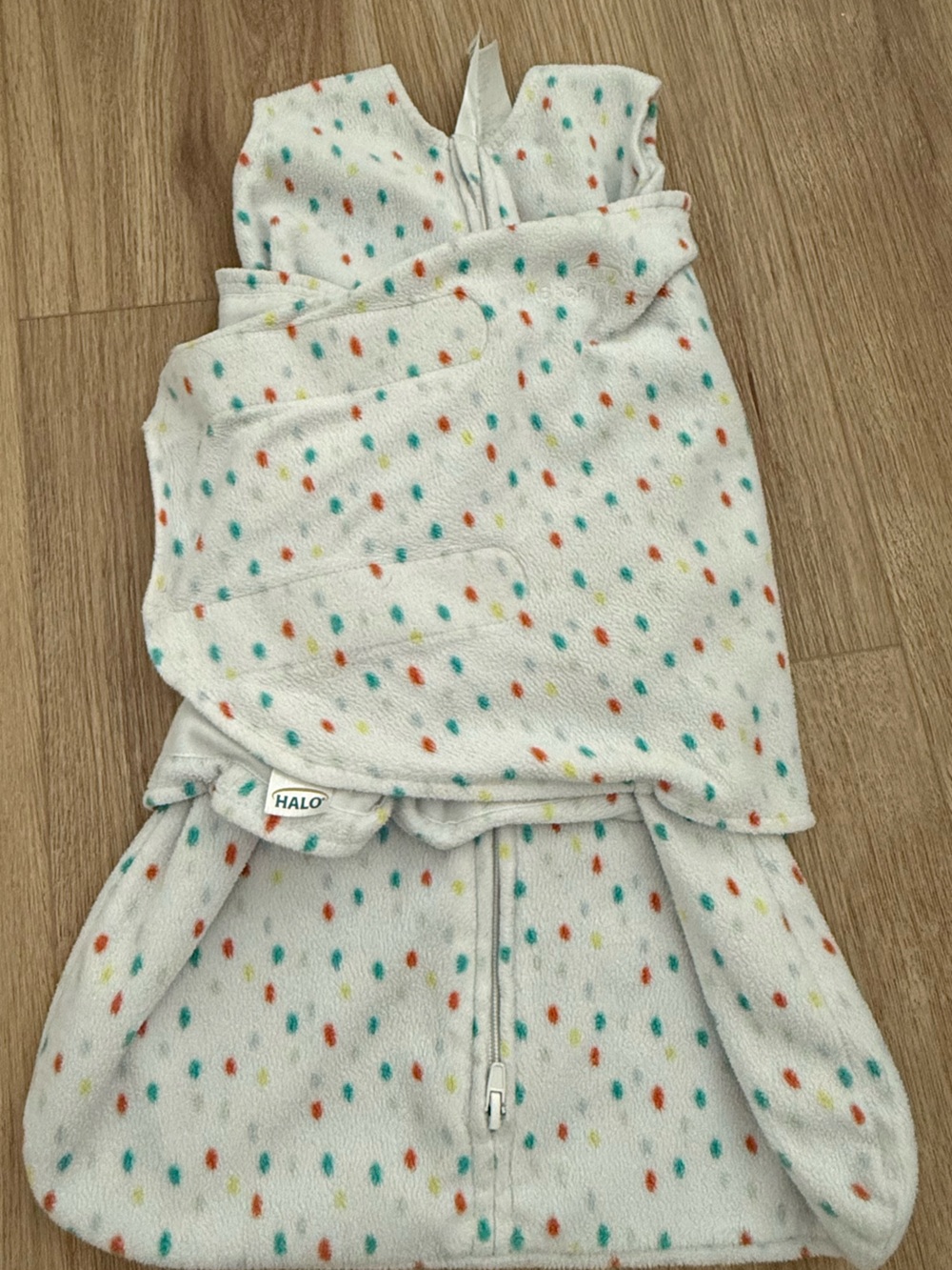 Halo White Baby Sleep Sack with Multicolor Polka Dots